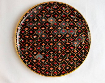 Wall plate Indian, 12" Rajasthani Handpainted Wall decorative wooden plate, Large wall plate