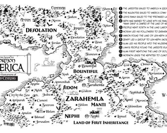 3 Book of Mormon maps of America, Middle East, and journeys of Mosiah