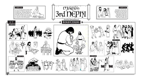 6 Coloring Pages for 3rd Nephi Chapters 1-7 8-11 12-16 | Etsy
