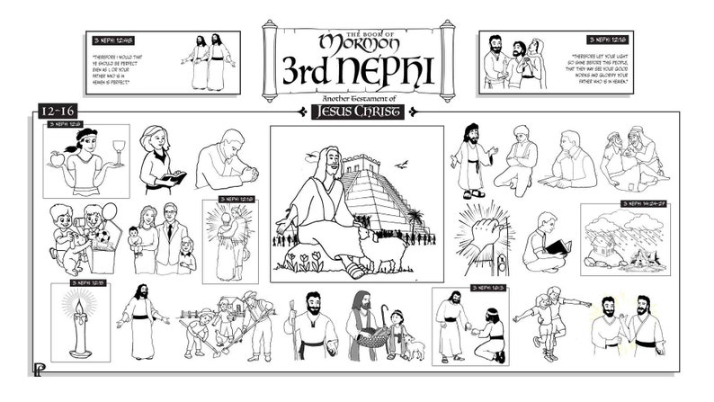 6 Coloring Pages for 3rd Nephi Chapters 1-7 8-11 12-16 | Etsy