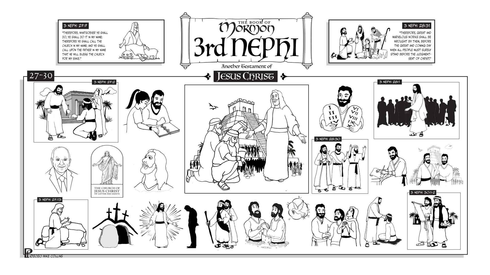 6 Coloring Pages for 3rd Nephi Chapters 1-7 8-11 12-16 | Etsy