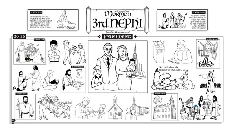 6 Coloring Pages for 3rd Nephi Chapters 1-7 8-11 12-16 | Etsy