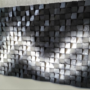 Sound diffuser panel - modern wall art- 3D wood mosaic