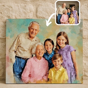 Painting From Photo, Digital Oil Painting Print On Canvas, Personalized Custom Couple Portrait From Photo, Custom Family Portrait