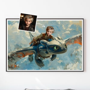 Custom &#39;How To Train Your Dragon&#39; Kids Portrait: Unique Birthday Gift
