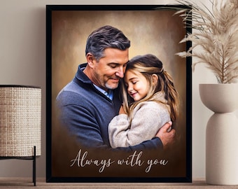 Custom Portrait From Photo, Family Portrait From Different Photos, Loss of Dad Gift, Memorial Gift For Her, Merge Photos Loss of Loved Ones