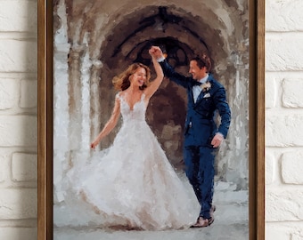 Painting From Photo, Digital Oil Painting Print On Canvas, Personalized Custom Couple Portrait From Photo, Wedding, Anniversary