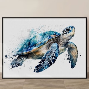 Sea Turtle Watercolor Art Print, Turtle Painting Wall Art Decor, Original Artwork, Turtle Painting, Turtle Art Painting, Sea Life Art