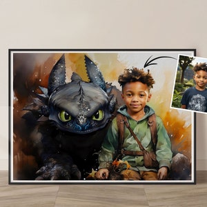 Custom &#39;How To Train Your Dragon&#39; Kids Portrait: Unique Birthday Gift