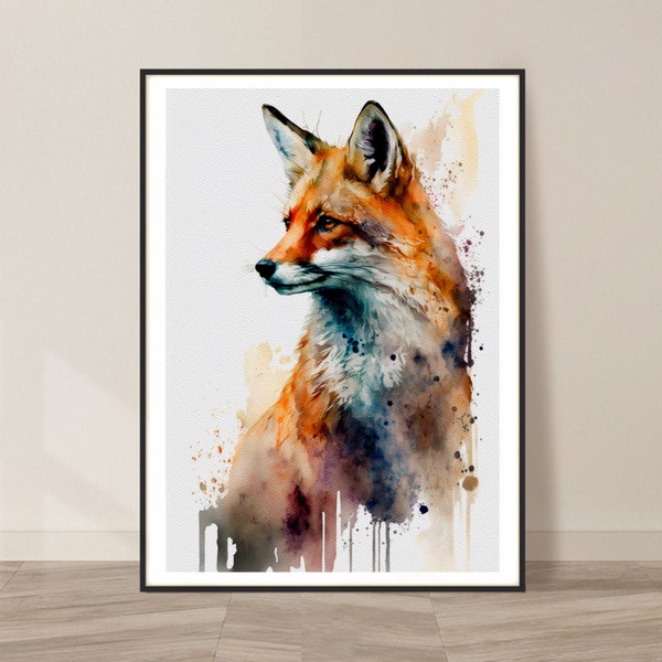 Fox Watercolor Art Print, Fox and Nature Painting Wall Art Decor, Original Artwork, Wild animals Art, Fox and Nature Painting