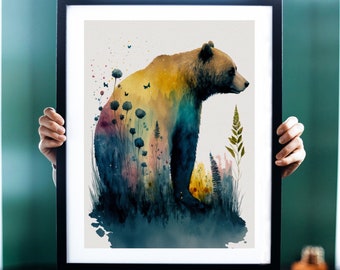 Bär Aquarell Kunstdruck, Bär Malerei Wand Kunst Dekor, Original Kunstwerk, Bär Malerei, Bär Kunst Dekor Tierwelt, Bär Poster und Natur