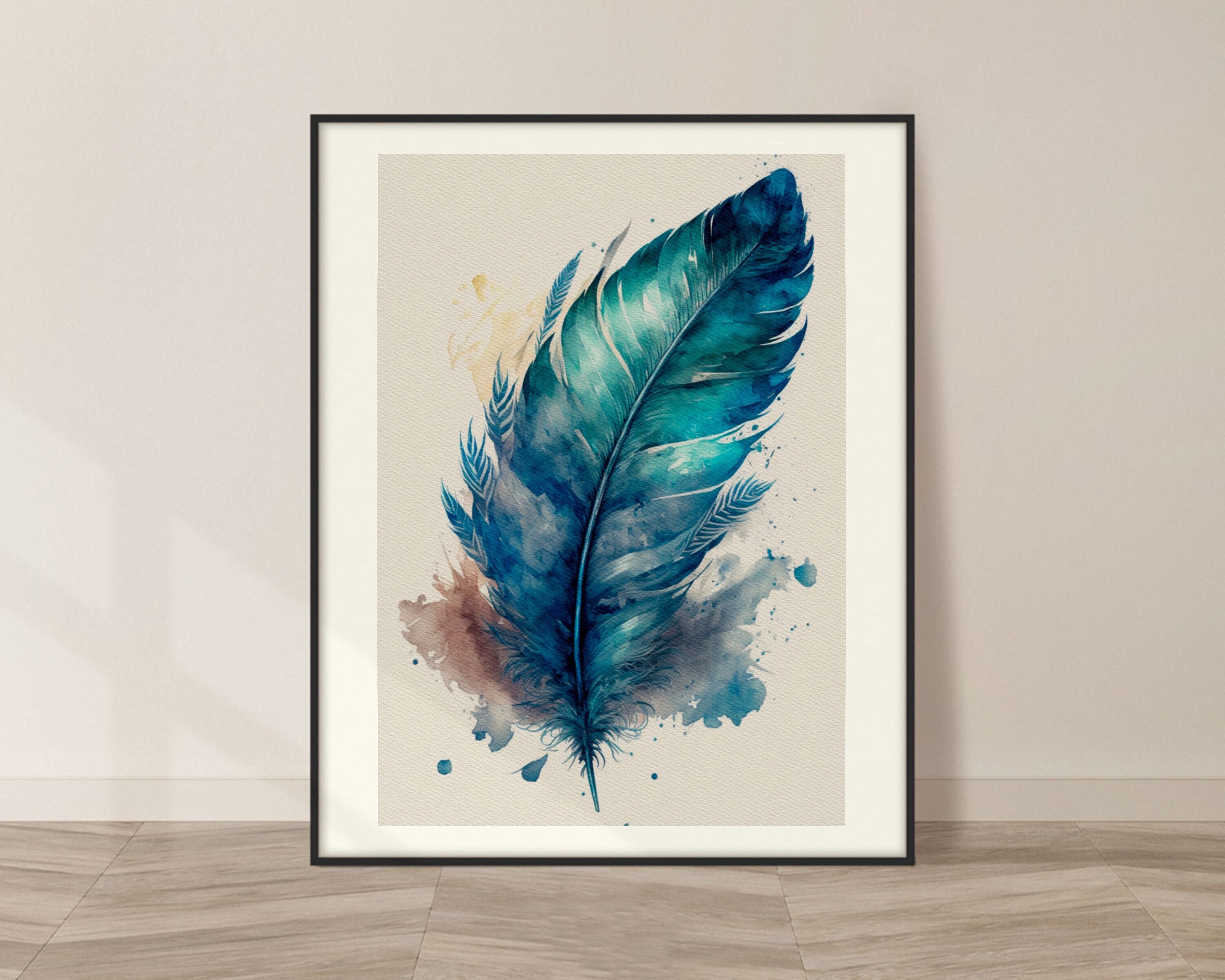 Feather Watercolor Art Print Feather Painting Wall Art Decor Etsy