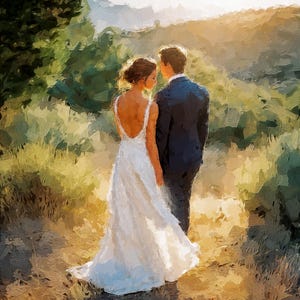 Pintura a partir de foto, impressão digital de pintura a óleo sobre tela, retrato de casal personalizado a partir de foto, casamento, aniversário