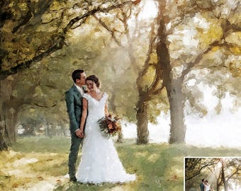 Painting From Photo, Digital Oil Painting Print On Canvas, Personalized Custom Couple Portrait From Photo, Wedding, Anniversary