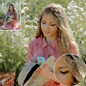 Custom Painting from Photo on Canvas, Original Handmade Portrait Digital Oil Painting, Wall Decorations, Personalized Mother’s Day Gift