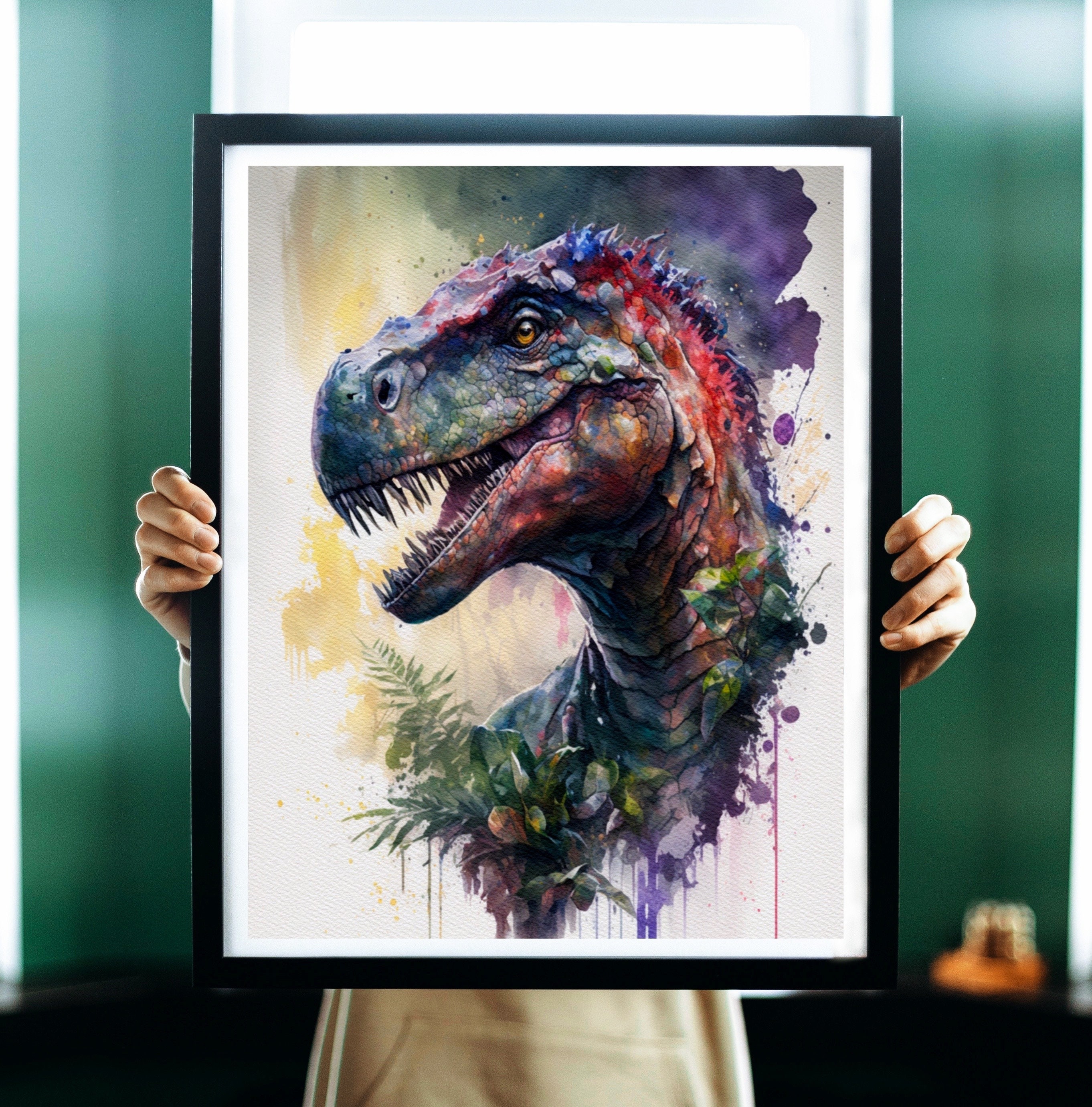 Chrome Dino' Poster, picture, metal print, paint by Naui Art