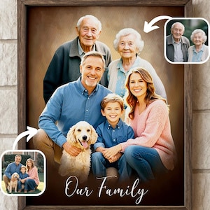 Custom Portrait From Photo, Family Portrait From Different Photos, Loss of Dad Gift, Memorial Gift For Her, Merge Photos Loss of Loved Ones