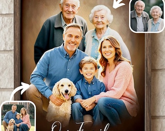 Custom Portrait From Photo, Family Portrait From Different Photos, Loss of Dad Gift, Memorial Gift For Her, Merge Photos Loss of Loved Ones
