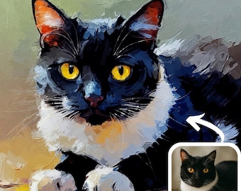 Custom Pet Portrait – Personalized Cat or Dog from Photo, Digital Oil Painting Style, Canvas or Framed Print, Gift for Friend or Family