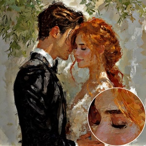 Gemälde vom Foto, Digital Ölgemälde Auf Leinwand, personalisierte benutzerdefinierte Paar Porträt vom Foto, Hochzeit, Jubiläum