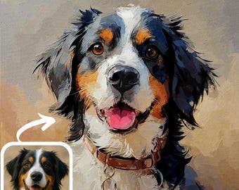 Custom Pet Portrait: Digital Oil Painting Style on Canvas