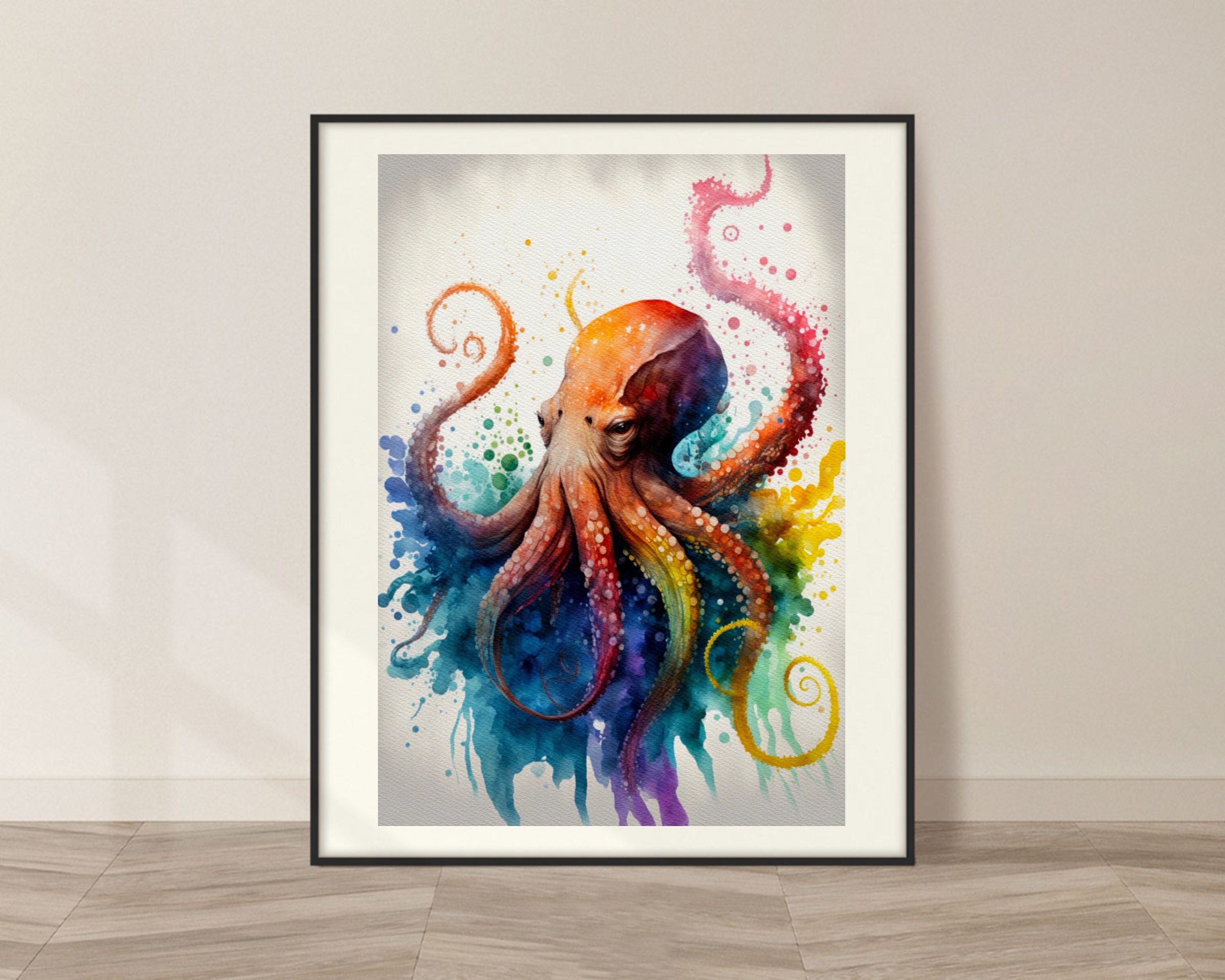 Octopus Watercolor Art Print Octopus Painting Wall Art Decor