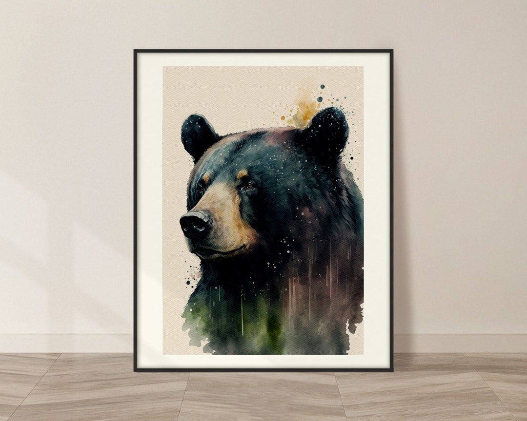 Grizzly Bear Watercolor Art Print Grizzly Bear Painting Wall - Etsy