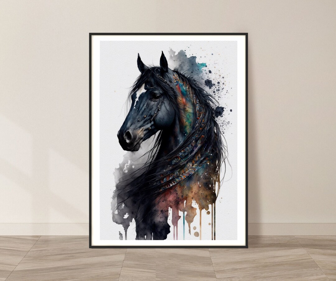 Indian Horse Watercolor Art Print, Indian Horse Painting Wall Art Decor ...