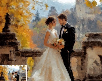 Painting From Photo, Digital Oil Painting Print On Canvas, Personalized Custom Couple Portrait From Photo, Wedding, Anniversary