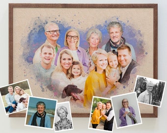 Family Portrait From Merging Multiple Photos, Combine Photos, Gift for Mom Dad, Custom Family Portrait, Add Deceased Loved One To Picture