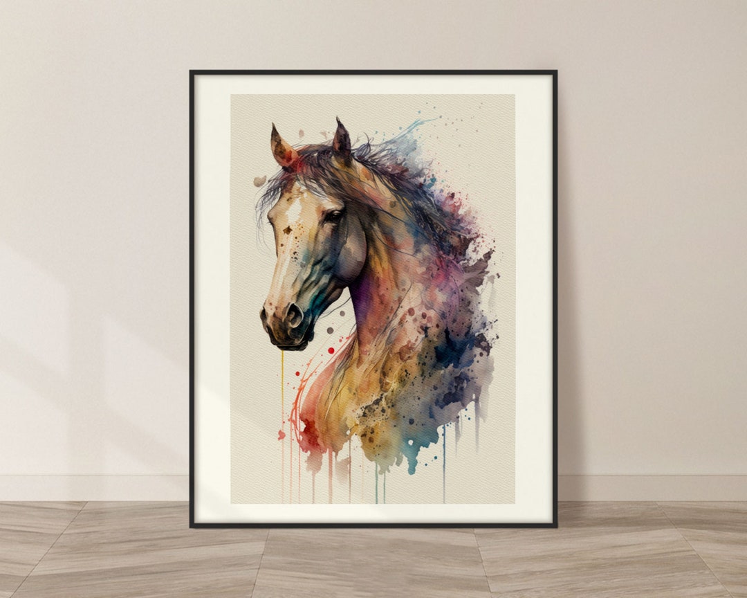 Horse Watercolor Art Print, Horse Painting Wall Art Decor, Original ...