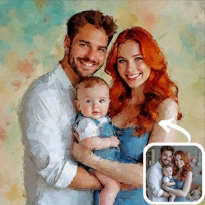 Custom Painting From Photo, Digital Oil Painting Print On Canvas, Personalized Custom Couple Portrait From Photo, Custom Family Portrait