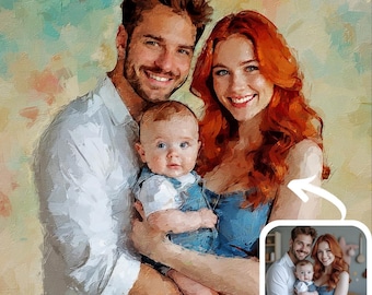 Custom Painting From Photo, Digital Oil Painting Print On Canvas, Personalized Custom Couple Portrait From Photo, Custom Family Portrait