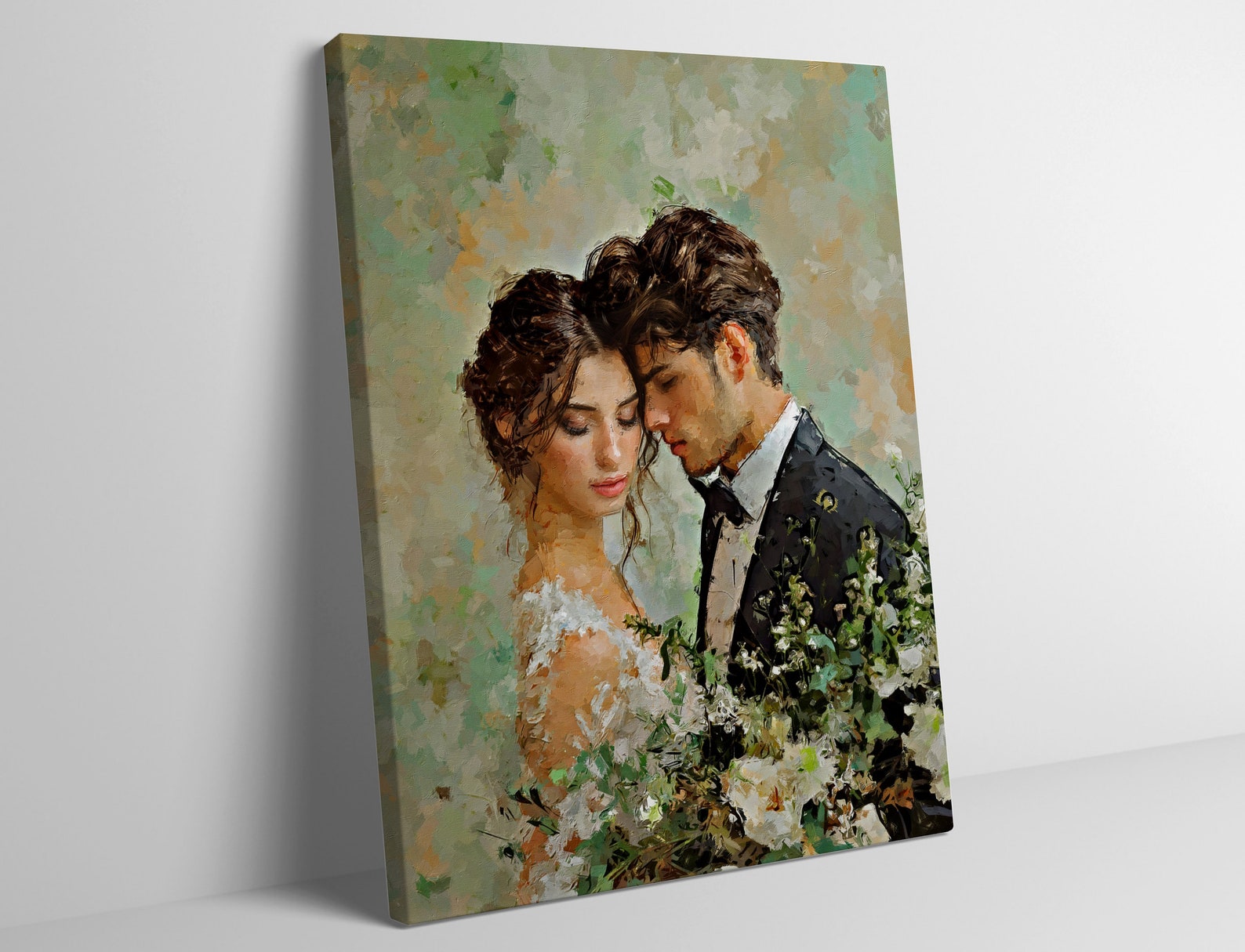 Hochzeitfoto nachgemalt auf Leinwand
