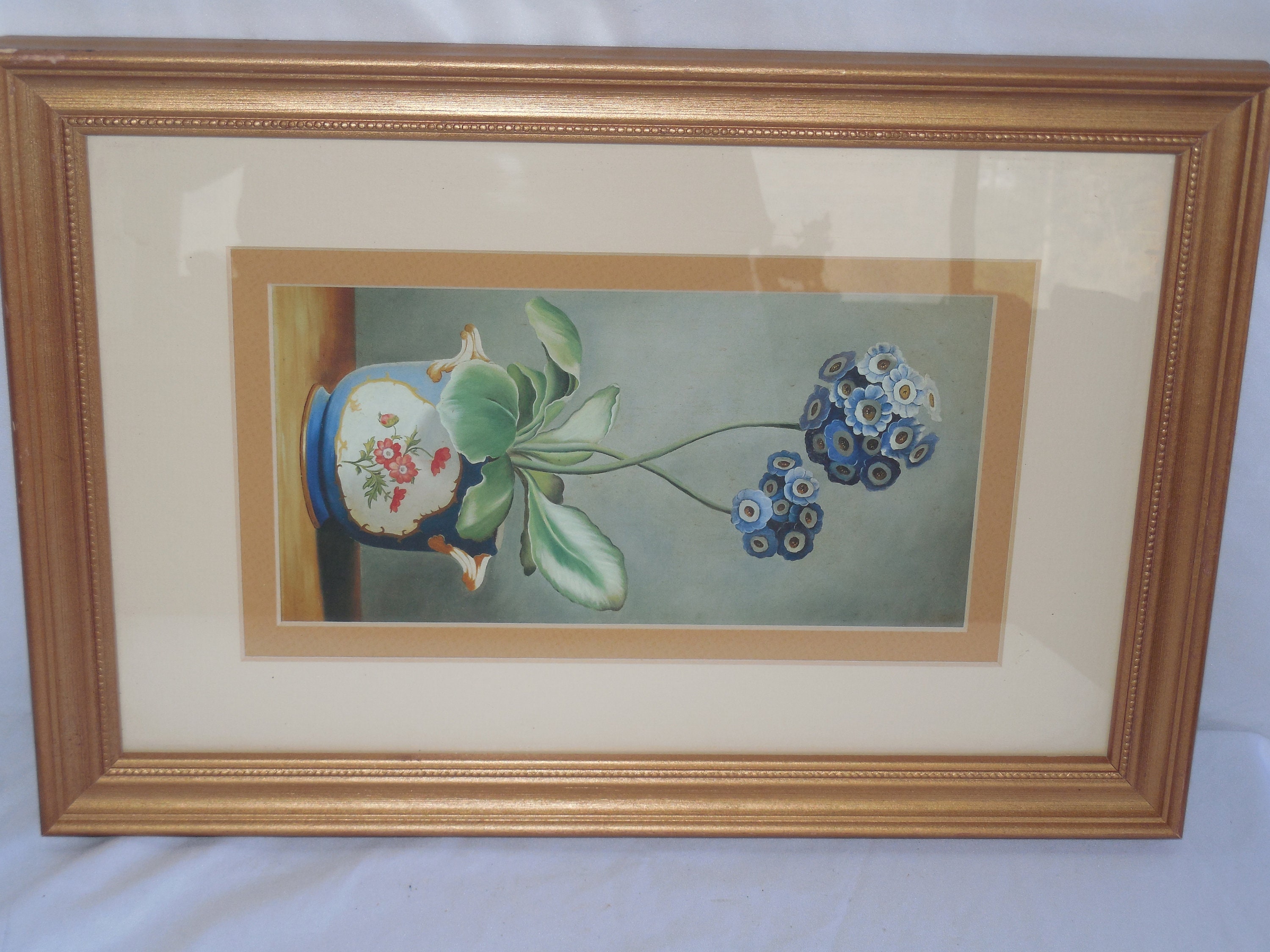 Vintage Botanical Watercolor Art Print Framed and Matted With Glass - Etsy
