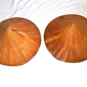 Two Large Vintage Asian Hand Made Bamboo Rice Paddy Farmers Straw Hats ...