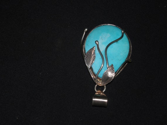 Vintage Pre-owned sterling silver large turquoise… - image 6