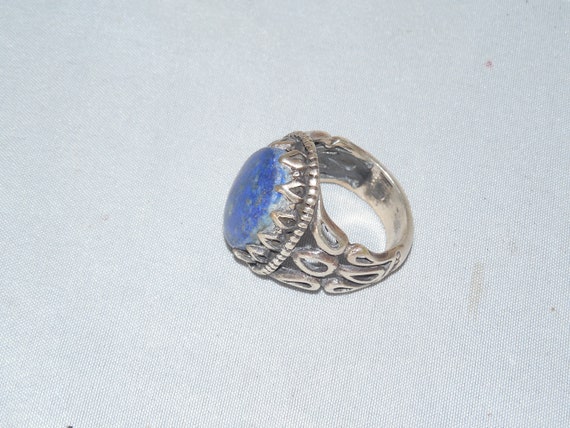 Middle Eastern large Lapis stone Silver ring for … - image 2
