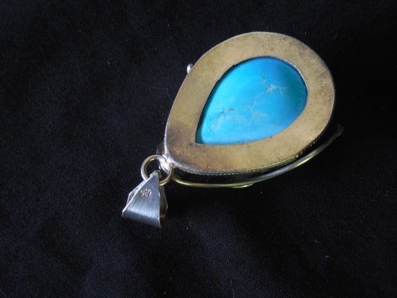 Vintage Pre-owned sterling silver large turquoise… - image 9