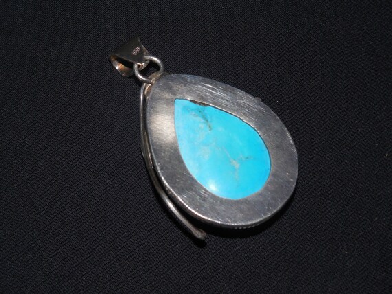Vintage Pre-owned sterling silver large turquoise… - image 10
