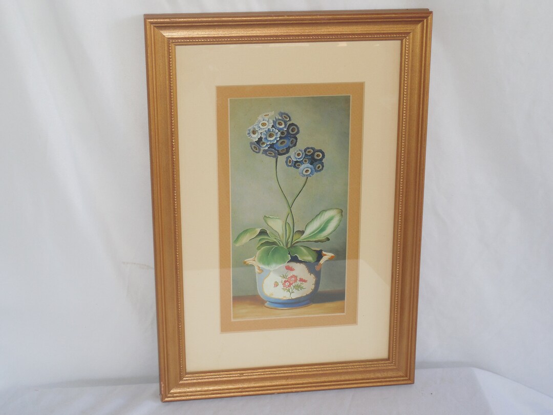 Vintage Botanical Watercolor Art Print Framed and Matted With Glass - Etsy