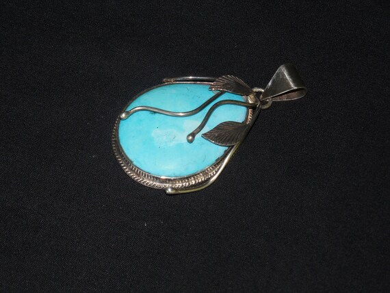 Vintage Pre-owned sterling silver large turquoise… - image 3