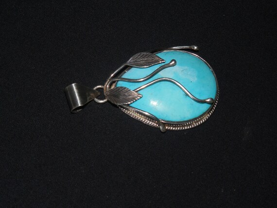 Vintage Pre-owned sterling silver large turquoise… - image 4