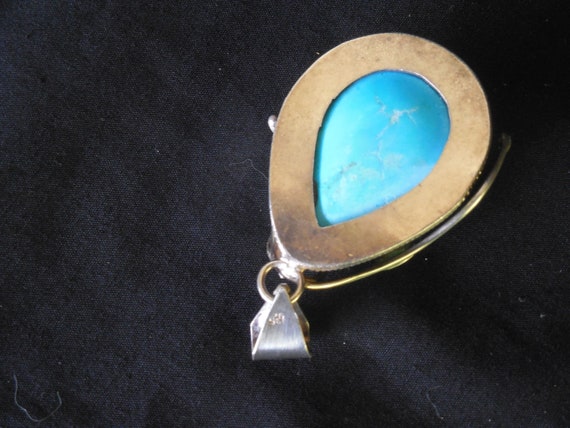 Vintage Pre-owned sterling silver large turquoise… - image 8