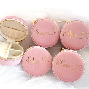 Personalised mini round travel jewellery case store