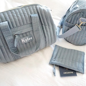Sac de sport en velours personnalisé avec petite pochette, sac de sport avec nom personnalisé, sac de cabine, petit sac de sport, week-end pour une nuit pour femme et fille