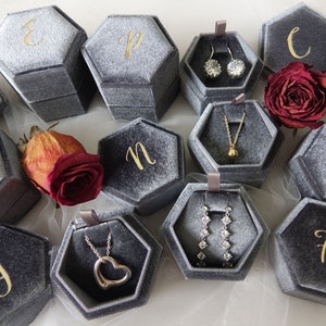 Christmas & Holiday Custom Velvet Hexagonal Gift Box, Personalized Jewelry Case, Necklace, Earrings, Bracelet, Birthday, Wedding, Bridesmaid