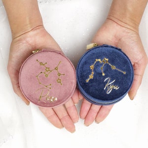 Constellation Schmuckschatulle Mini, runde Schmuckschatulle, 100% italienischer Samt, anpassbare Schmuckschatulle, Weihnachts- & Feiertagsgeschenk