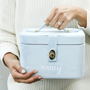 Estuche organizador de terciopelo para espejo, estuche para maquillaje y joyas, estuche para llevar, estuche para niños, estuche de recuerdo, espejo portátil, neceser para dama de honor.