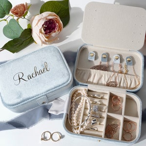 High Quality Italian Velvet Custom Travel Jewelry Case, Christmas & Holiday Gift, Personalized Bridesmaid Proposal, Birthday, Wedding